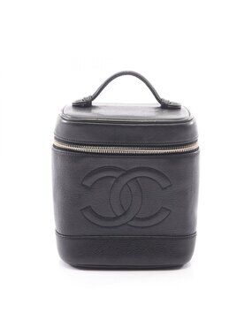 Chanel Handbag CC Logo Black Caviar Leather CC Heightshape Vanity